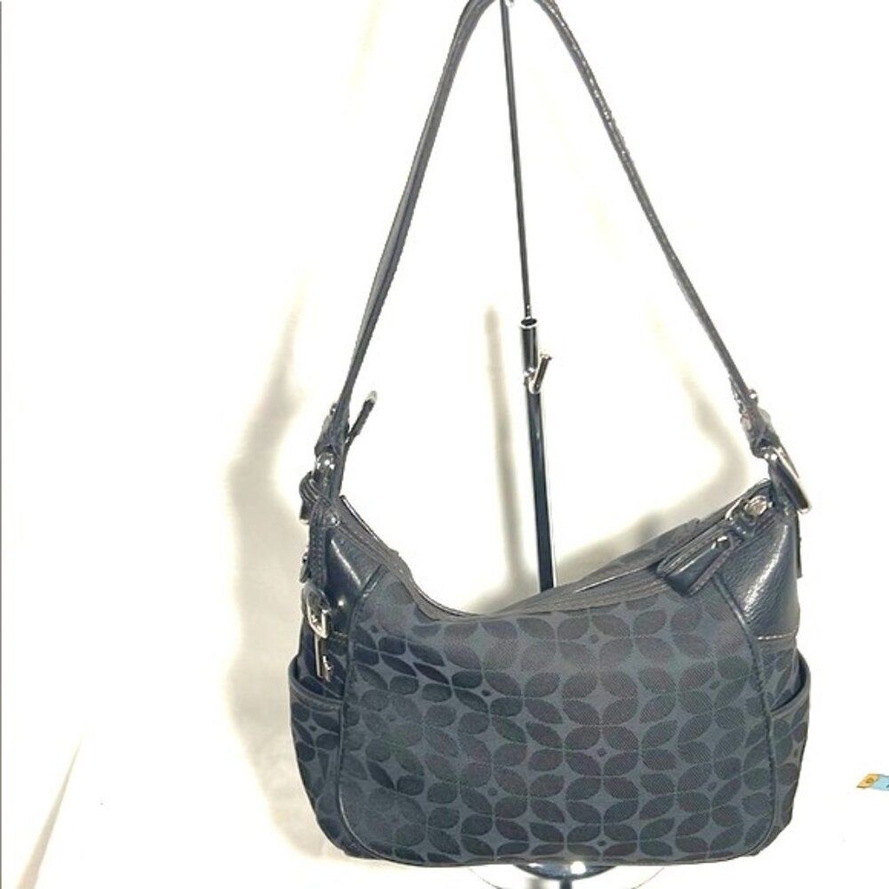 Fossil Logo Canvas with LeatherBlack Shoulder Bag - ZB 2728